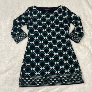 White House Black Market Black, Green and white‎ dress